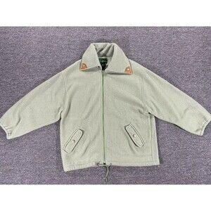 VINTAGE 90s Hunt Club Sweater Womens Large Green Full Zip Fleece Outdoor Jacket